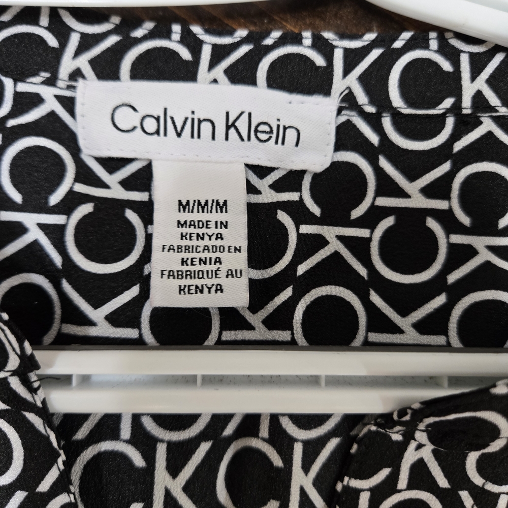 Calvin Klein Black and White Patterned Women's Long Sleeve Blouse. NWT. - Picture 8 of 8